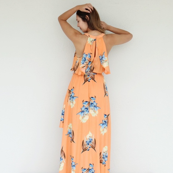 orange floral maxi dress - Picture 4 of 6